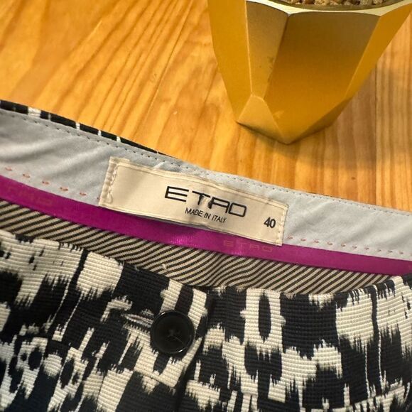 ETRO Pants White and Black Paisley Print Trousers Women’s Size 40 / US 4 - Picture 3 of 8